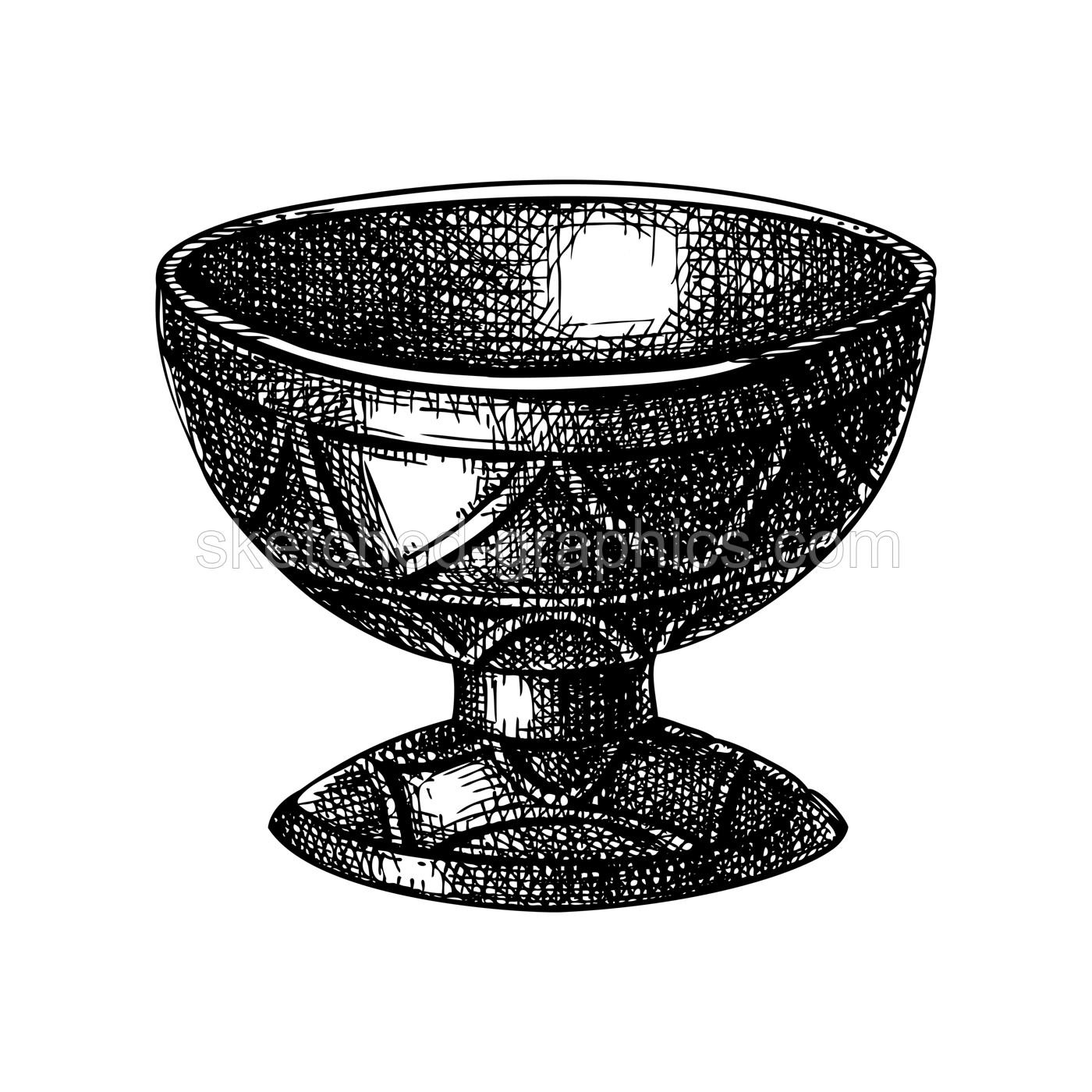 Offering bowl sketch. Witchcraft vector illustration. Vintage Halloween design element. Hand-drawn alchemy, apothecary, esoteric symbol. NOT AI generated Illustration